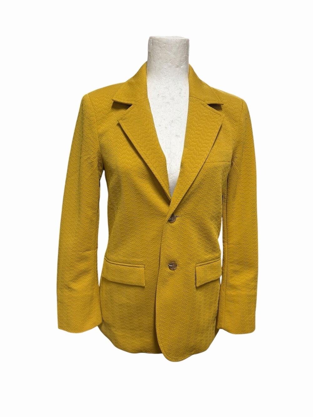 The Great Geo Jacquard Blazer Mustard Yellow Career Luxury Office Size 0